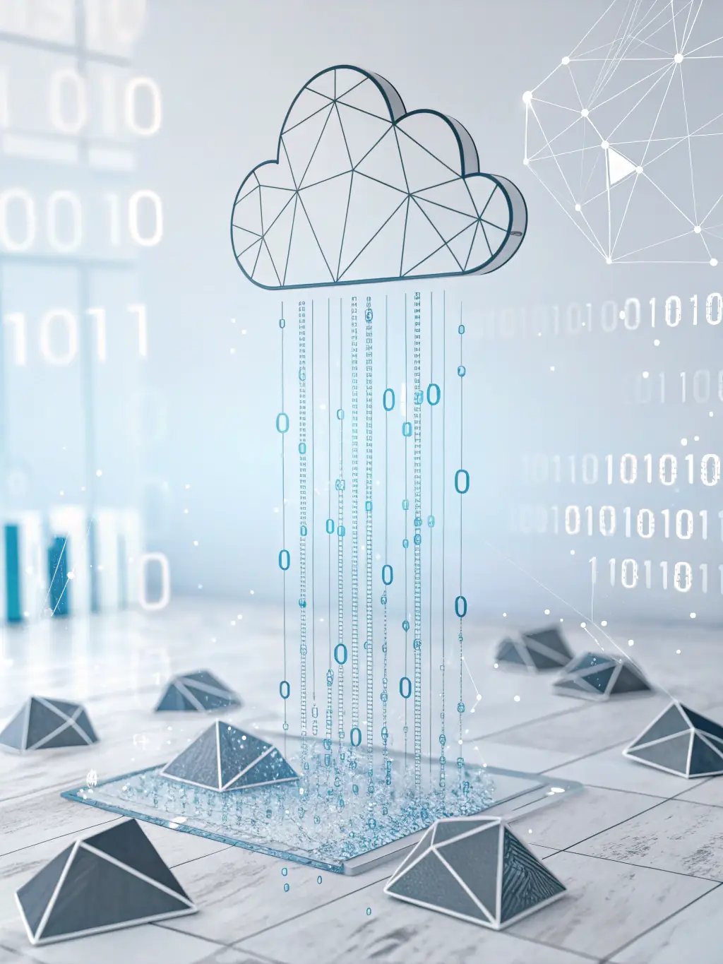 A stylized representation of data streams converging, illustrating the AI-driven marketing automation services provided by Rojasor Enterprises Ltd.